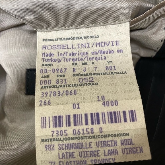 Boss Hugo Boss Mens Black Pin Striped 3 Button Suit Jacket Wool Blend Size 52 - Picture 5 of 5